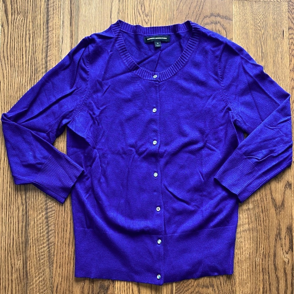 Express 3/4 Sleeve Button Up Sweater - Size Medium